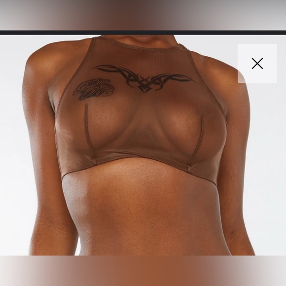 Savage x Fenty Tattooed Tricot High-Neck Bra - 32D (Sold Out!) - Picture 1 of 9